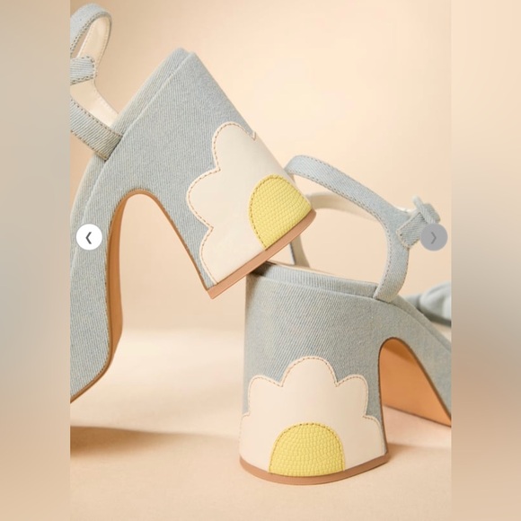 NWT Altar’d State Denim Daisy Blossom Platform Sandals - Picture 7 of 8